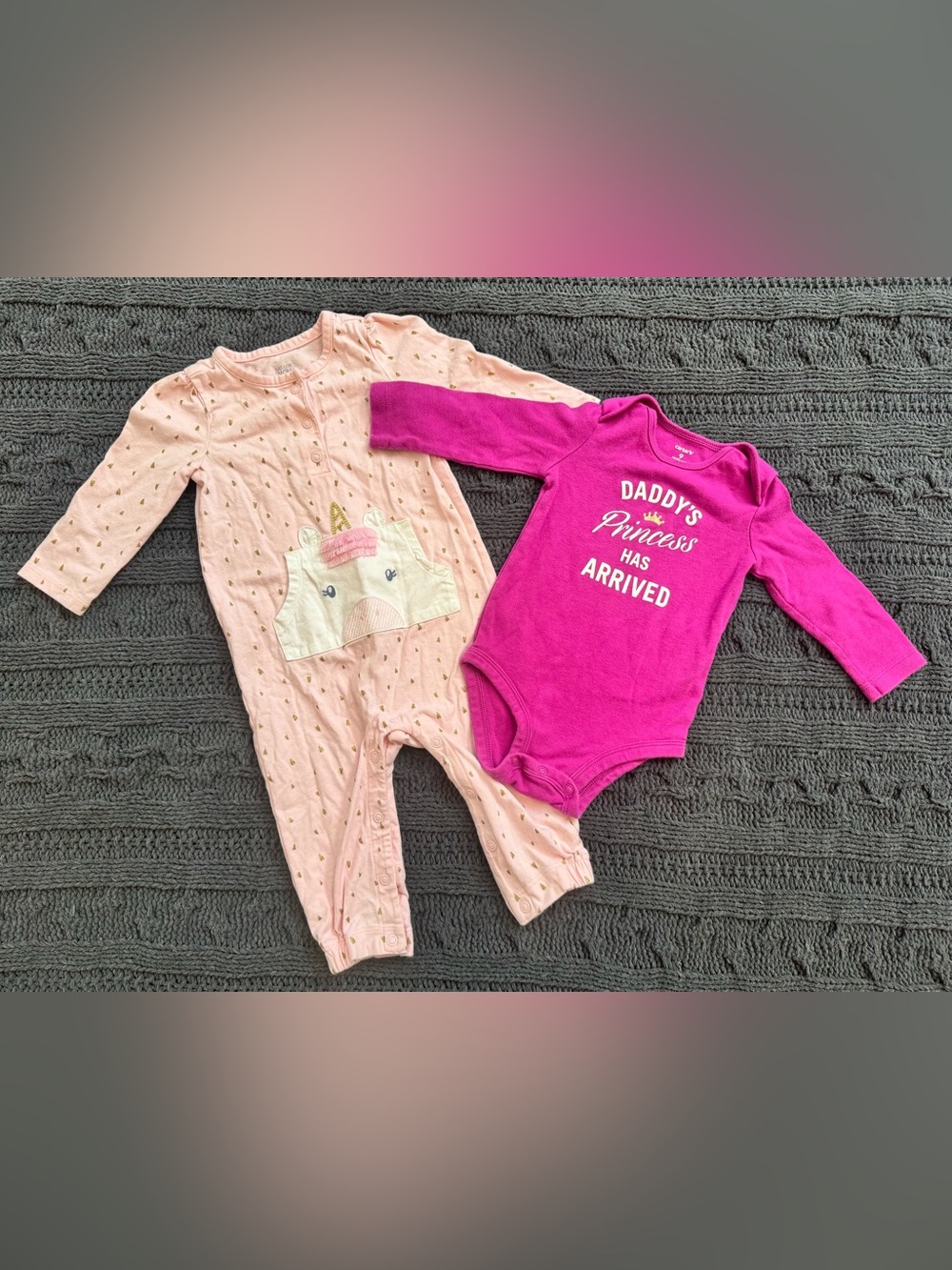 2 Items - Carter's 9 Months Clothing for Girls (Pink/Purple)